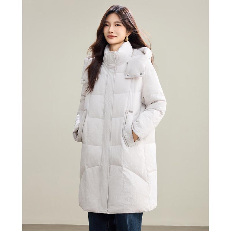 TERRE BLEUE Women's Hooded Mid-length Down Jacket