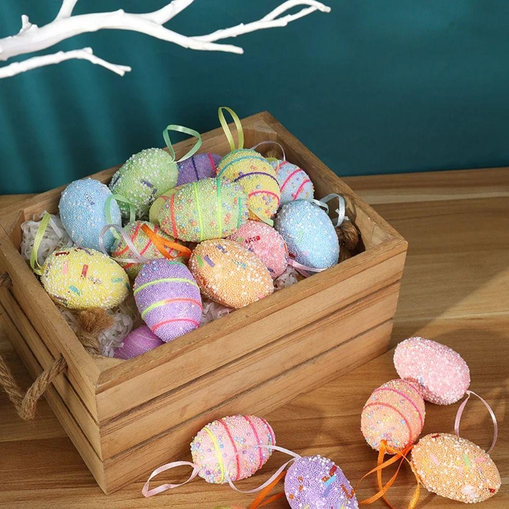 6Pcs Foam Material Easter Eggs Pendant Simulation Egg Easter Festival Decoration  Easter Party