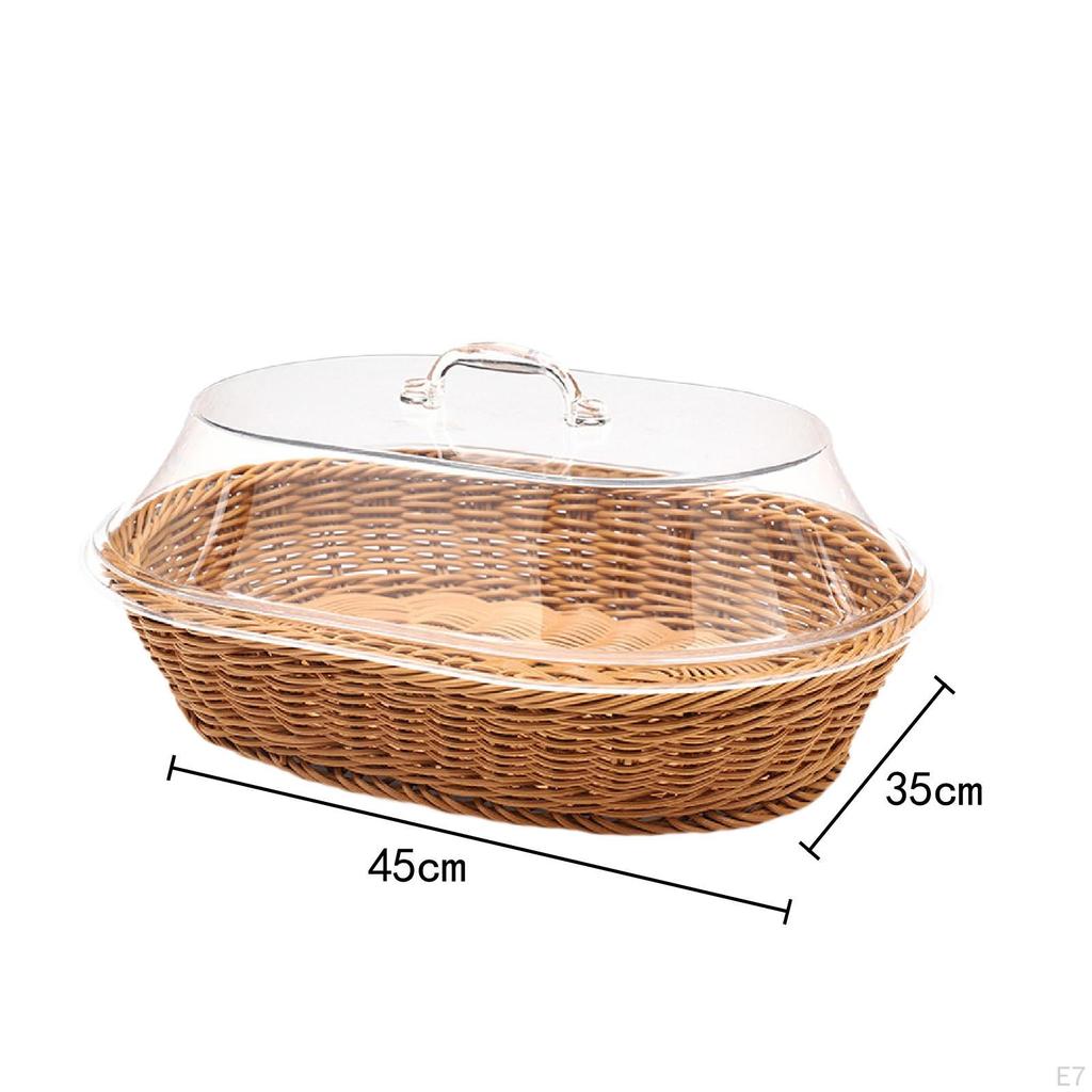 Food Serving Basket Imitation Rattan Woven Bread Drain Wicker Fruit for