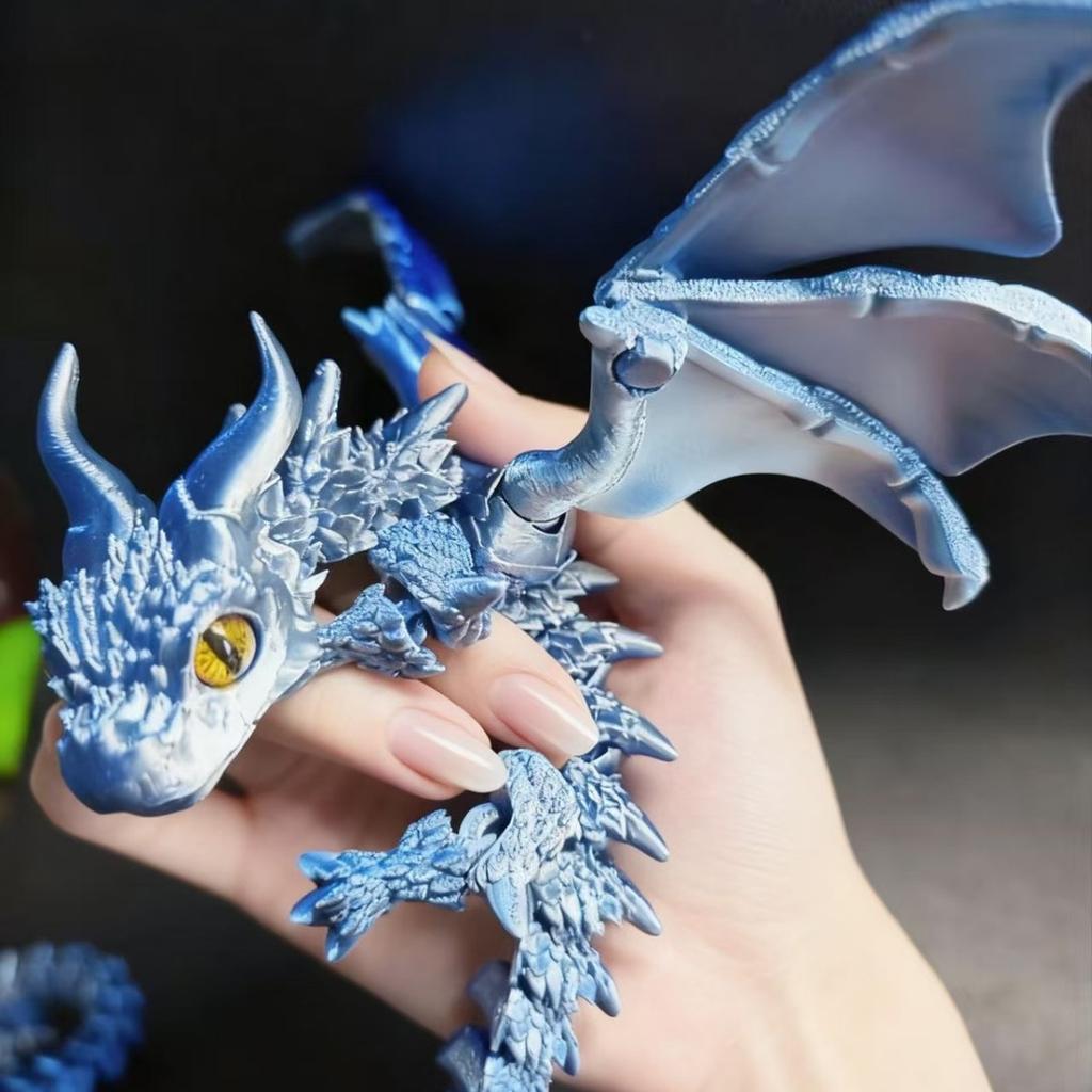 3D Printed Magic Dragon With Wings Movable Joint Fidget Toy Rotatable Articulated Office Desktop Ornament Adults Kid Crafts Gift