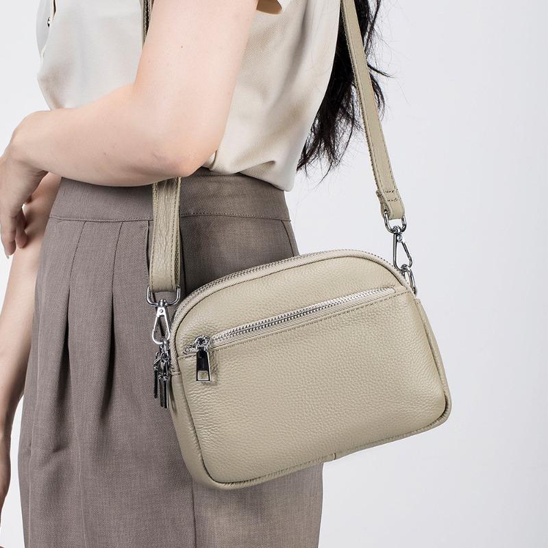 Leather Fashion Mother Bag New Three Zipper Mobile Phone Bag Messenger Bag Women's High-end Single Shoulder Women's Bag Large Capacity
