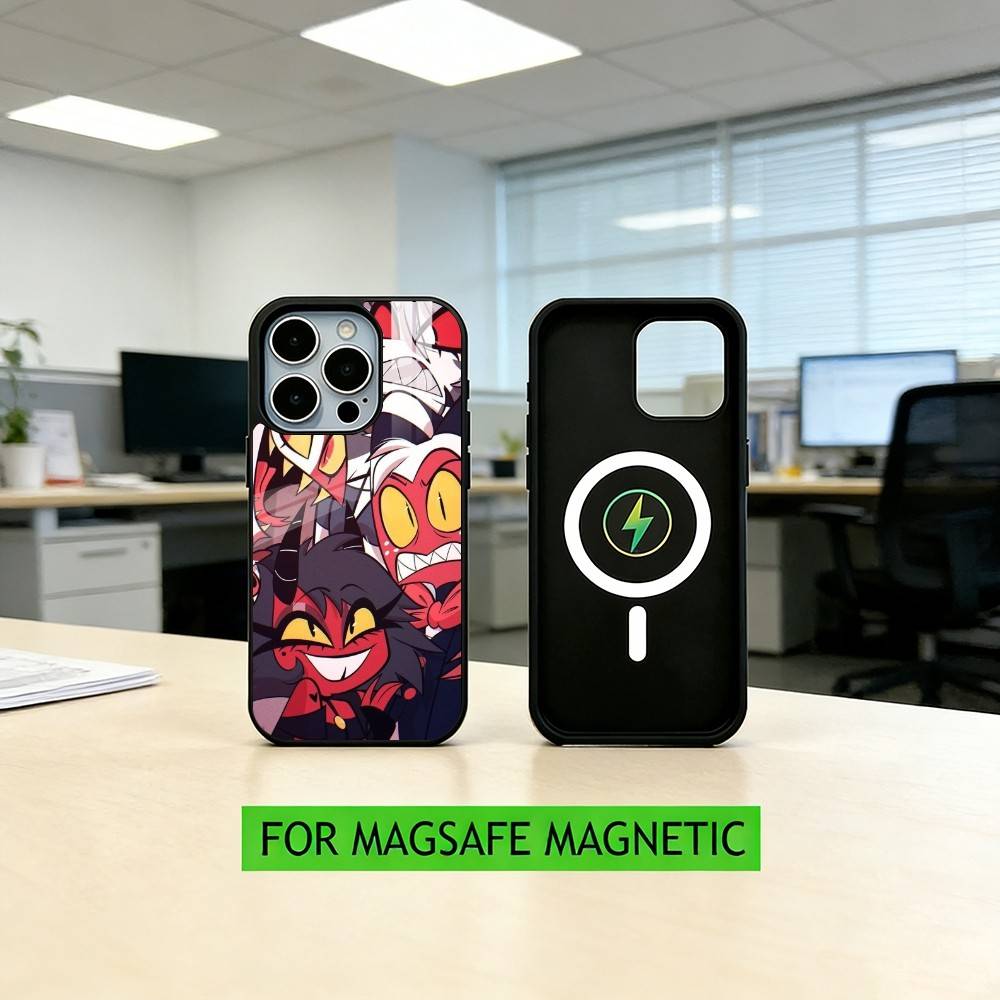 

B-Blitzo H-Helluva Boss Phone Case For iPhone17,16,15,14,13,12,11 Plus,Pro Magnetic with Magsafe Wireless Charging iPhone15