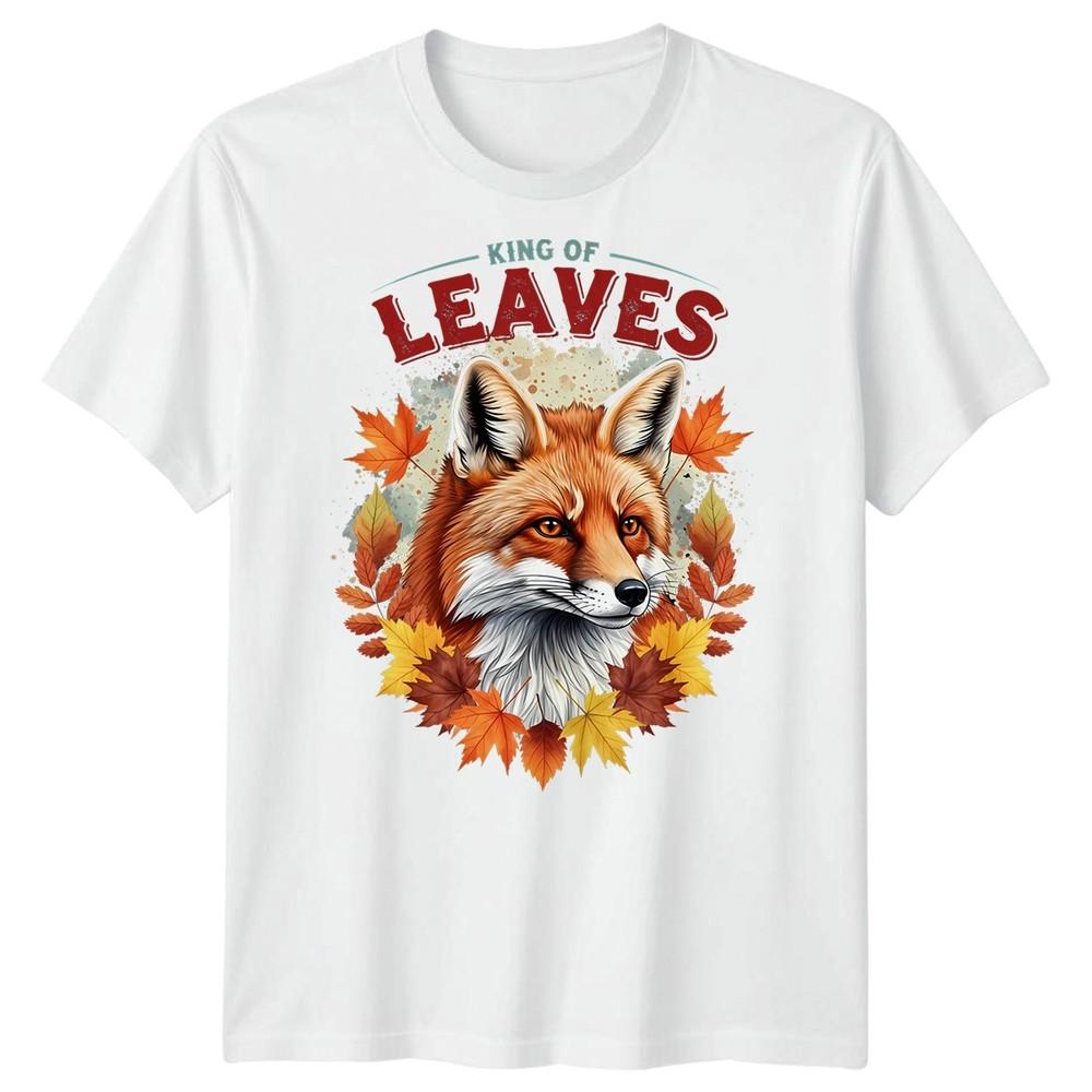 Re delle Foglie Volpe Foglie d'Autunno Stagioni T-Shirt Grafica Unisex