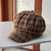 Polyester Grid Beret Cap Thin Women Octagonal Hat Forward Hat Plaid Cloud Cap  Summer