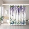 1pc of Purple Wisteria And White Small Flowers Watercolor Printed Shower Curtain, Perfect for Home Decor, Includes Plastic Hooks