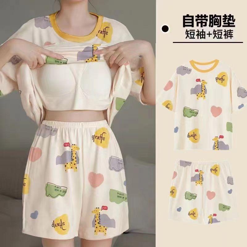 

Піжама для жінок великого розміру літні шорти вільні та милі мультяшні можна носити на вулиці домашній комплект одягу 4XL