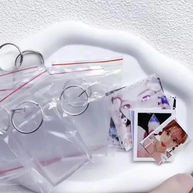 5/50pcs Transparent Photo Frame Keychain Tassels Snap-In Custom Insert Photo Acrylic Blank Keyring Clear Blank Picture Pendant