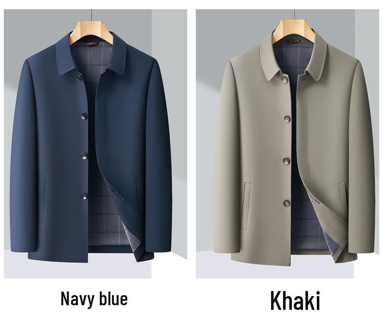 2026 Spring Men's Business Lapel Windproof Jacket: Middle-aged Single-breasted 4-button Coat
