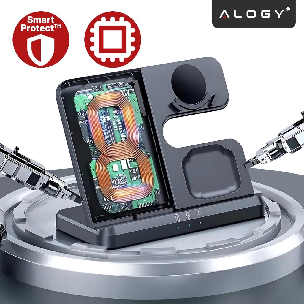 Kabelloses Induktionsladegerät 3-in-1 Qi 3.0 Schnell für Samsung S22 S23 S24 S25 Galaxy Watch Buds Station Schwarz