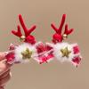 Merry Christmas Decor Christmas Elk Hairpin Sequin Bowknot Children Deer Antler Hair Clip Korean Hair Accessories Star