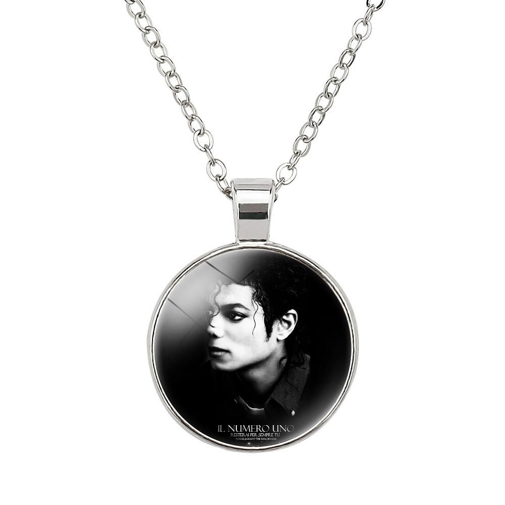 Elegant Michael Jackson Time Gem Pendant Necklace With Alloy Charm 51-80cm Long