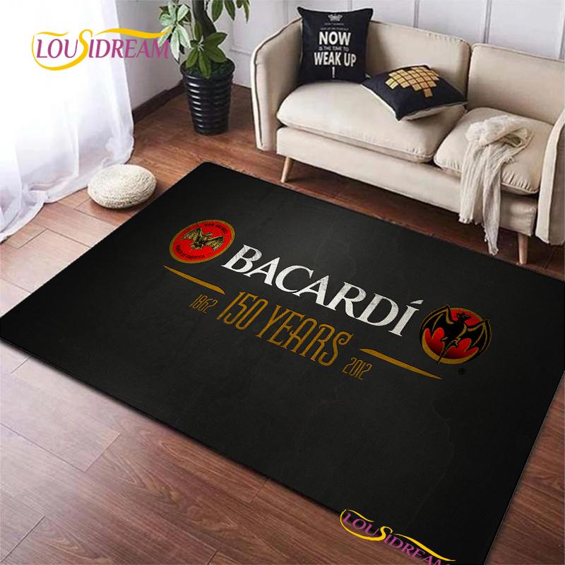 Bacardi Rum Logo Kreative Bereichsteppiche, Teppich für Wohnzimmer Schlafzimmer Heimdeko, Kinder Küche Badezimmer Rutschfeste Fußmatte Alfombra