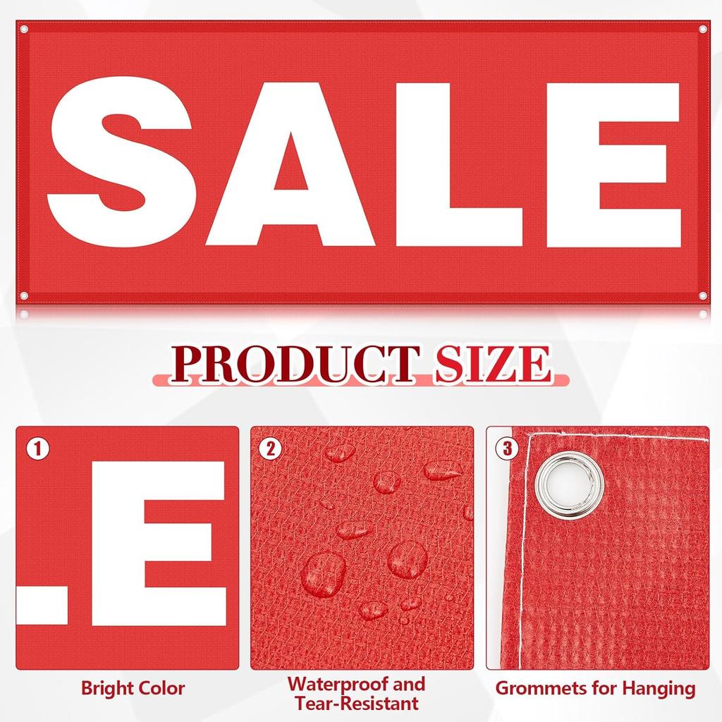 2x5 Feet Sale Signs for Retail Store Vinyl Banner Sign with Metal Grommets Reble Weatherproof Sale Banner for Outdoor Indoor Advertising Business