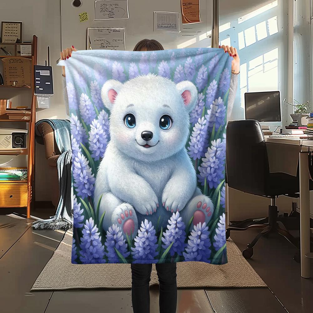 1Pc Cartoon Print Flannel Blanket, High Quality Comfortable for All Seasons, Home Decor, Warmth and Comfort, Perfect for Christmas Birthday Gift