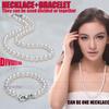 Set Collana e Bracciale di Perle d'Acqua Dolce Naturali per Matrimonio, Set di Perle Argento 925 Bianco Regalo per Ragazze Mamma Anniversario