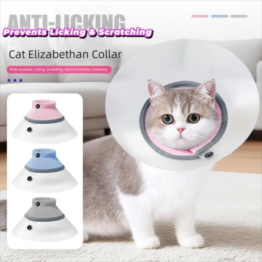 Adjustable Pet Protective Collar Breathable Cat Anti Lick Cover Recovery Cone Collar  Animal Care