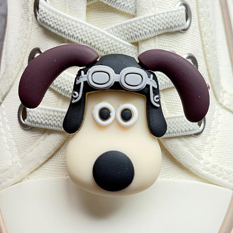 Cute Pilot Dog Shoe Lace Buckle with Cola & Hamburger Design