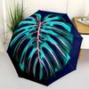 1pc Monstera Leaf Pattern Automatic Folding Umbrella, Heavy Duty 8 Rib Iron Frame,  Suitable for Travel, Daily Use, Birthday, Decor Gift  73