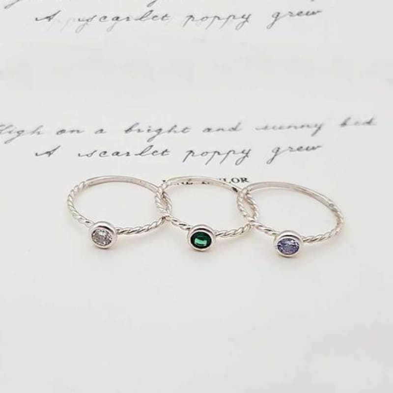 Ollia Birthstone Layered 4,5,6 Silver Ring