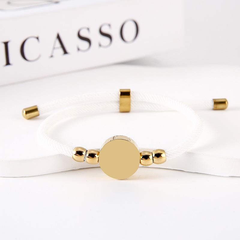 Stainless Steel Multi-Color Adjustable Bracelet with Round Tag for Laser Engraving, 15mm Hole