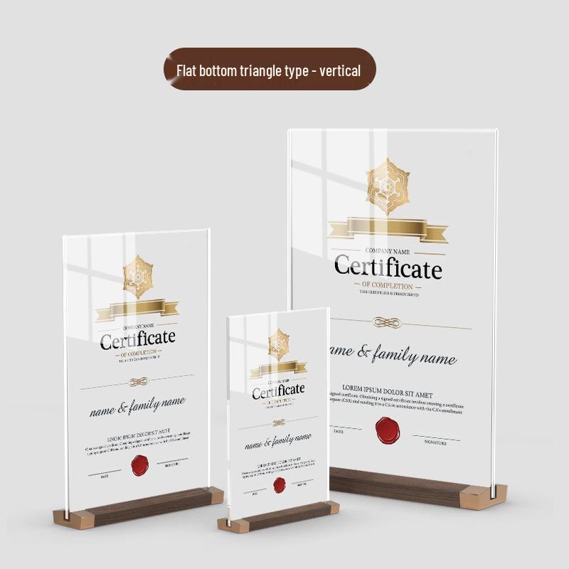 

Walnut Acrylic Table Number Stand: A4/A5 Display for Beverages and Advertising