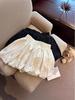 Apricot Polka Dot High Waist Midi Skirt - Women's Spring/Summer/Autumn A-Line Fluffy Skirt