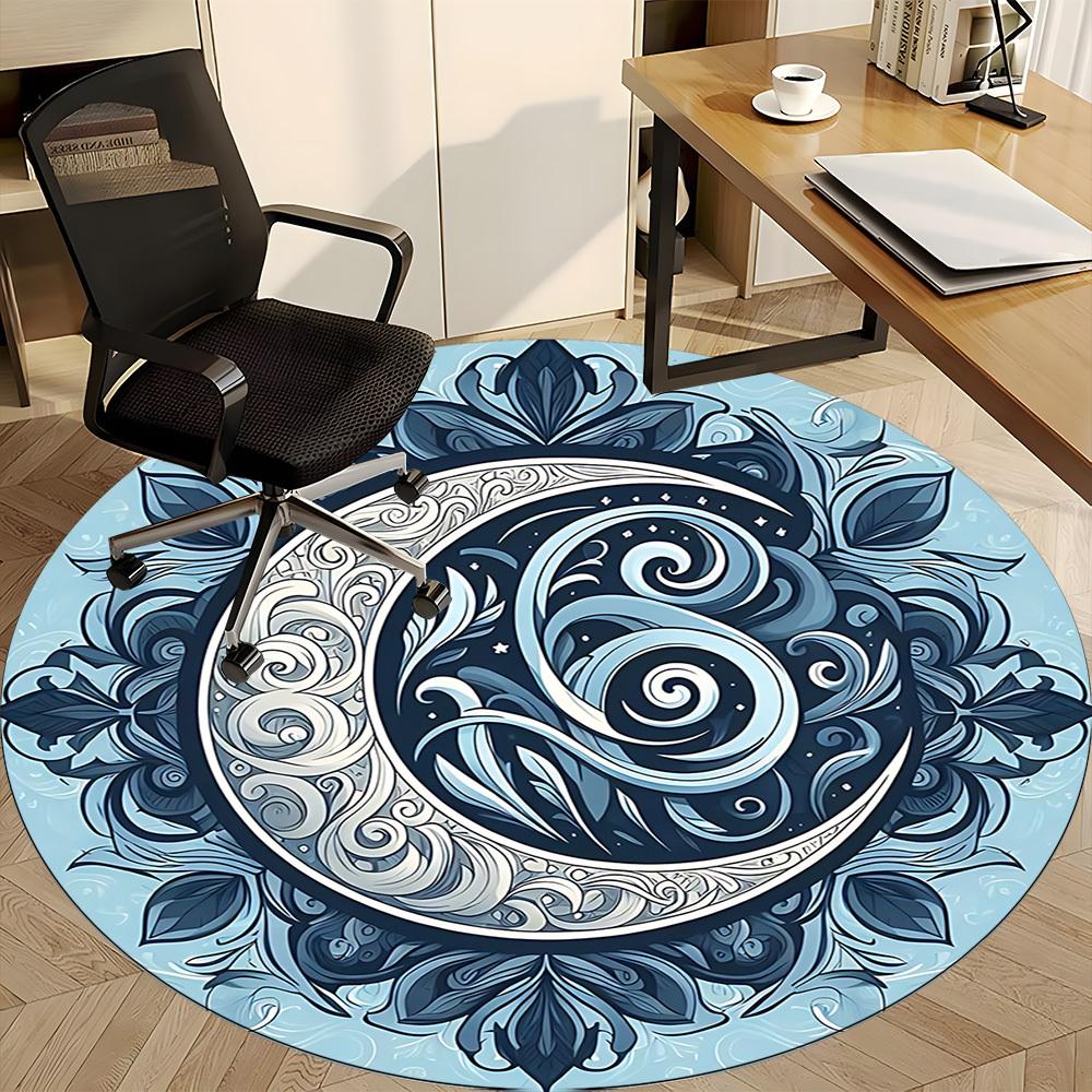 1pc Moon Swirls Office Round Area Rug, Mat Suitable For Office, Under Office Chairs Bedroom Living Room Home Decor, Room Deco
