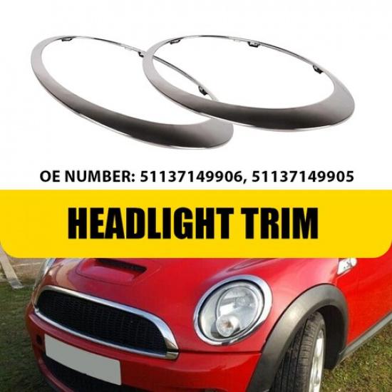 

For MINI Cooper R57 Convertible 2009-2015 Chrome Headlight Ring Bezel Cover Trim