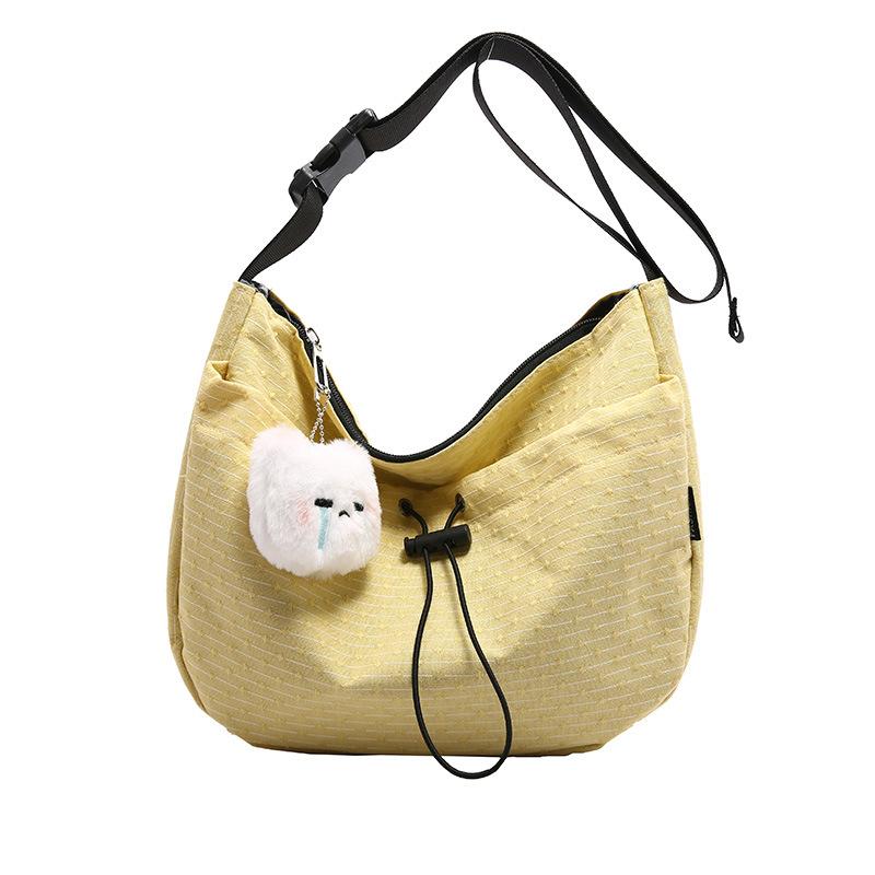 Premium plaid casual large-capacity drawstring tote bag women's 2025 new versatile texture trendy shoulder bag