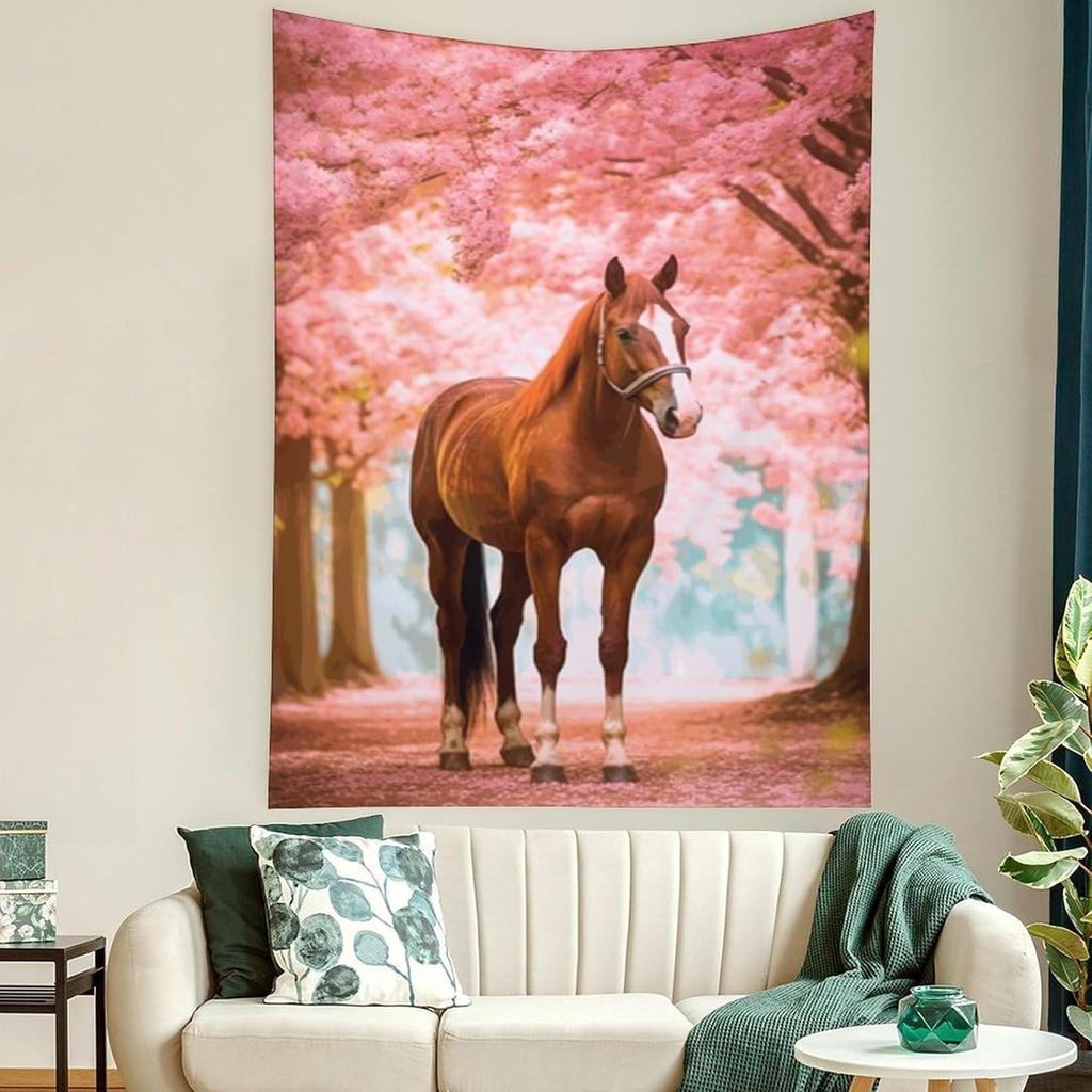 Tapestry buyidec hd horse flowers wall