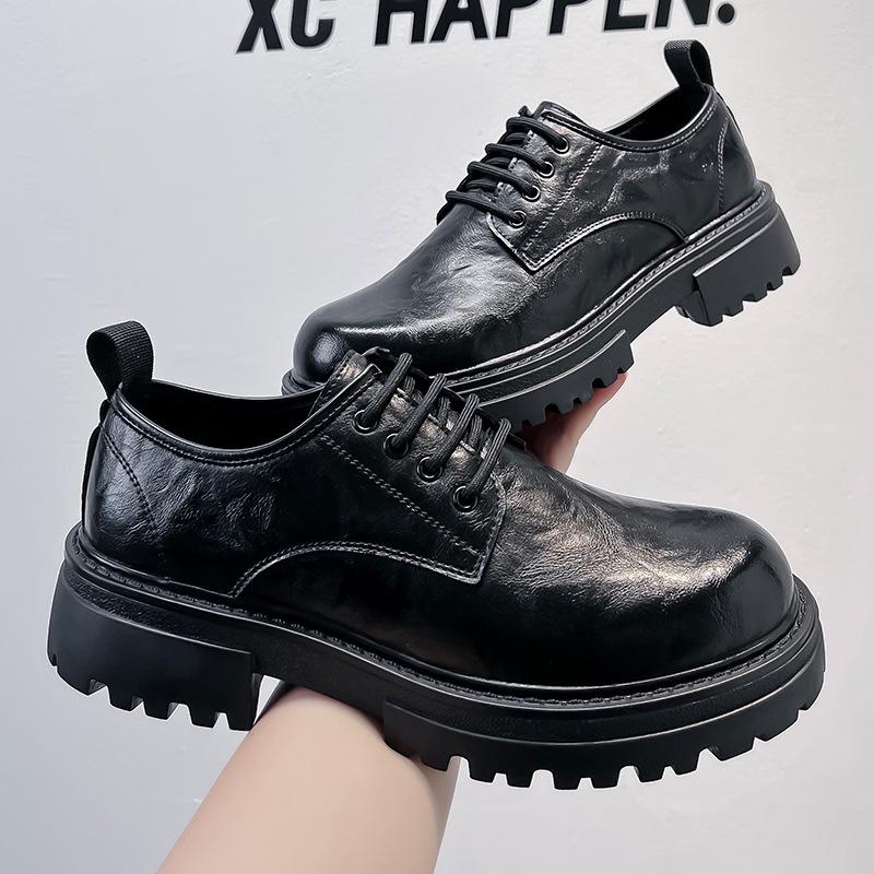 

British style fashion business black small leather shoes ins style men s Japanese style retro student big head shoes trend 66223-A 38 чёрный