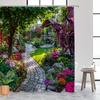Garden Path Shower Curtain Flower Garden Landscape 3D Printed Waterproof Bathroom Decor Nature Scene Home Textile Art Design