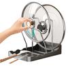 Stainless Steel Kitchen Pot Lid Storage Rack While Cooking Utensils Pan Pot Cover Lid Rack Shelf with Spoon Rest for Counter