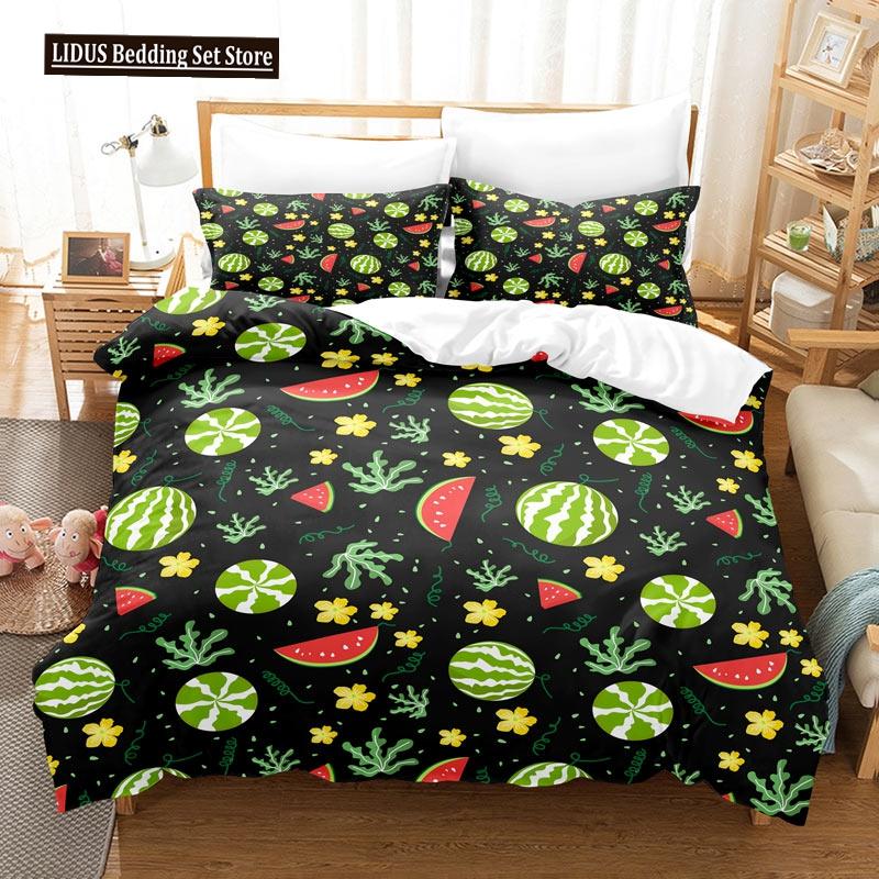 Set Copripiumino Frutta Stampa 3D Limone Fresco Arancia Fragola Ciliegia King Queen Per Bambini Ragazzi Ragazze Adolescenti Set Biancheria da Letto in Poliestere