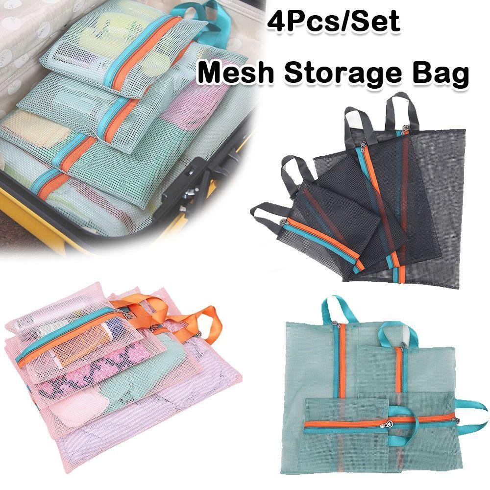 4Pcs Nylon Travel Storage Bag With Handle Toiletries Storage Bag Durable Underwear Storage Bags