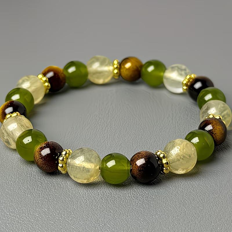 Natural Tiger's Eye & Citrine (Green Treasure) Beads with 8mm Stone Beads,Natural Gift