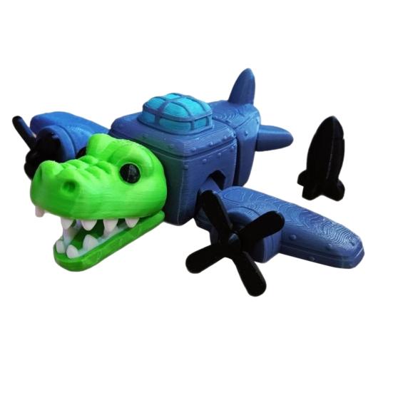 3D Printed Crocodile Ornament Portable Animal Fidget Toy Flexible Bomber Crocodile Stress