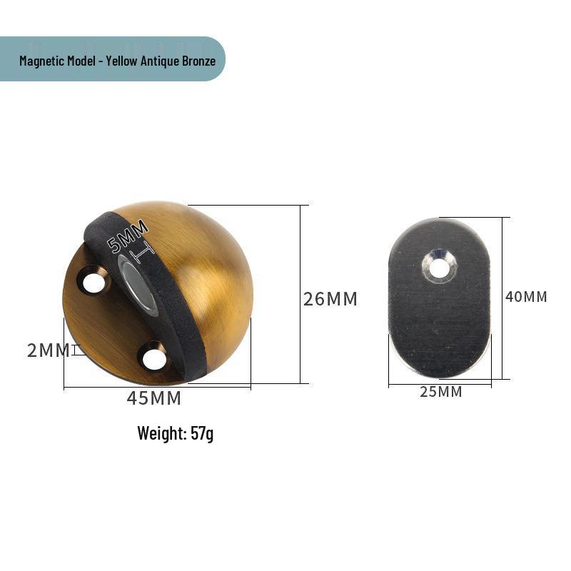 Stainless Steel Magnetic Door Stopper - Punch-Free, Anti-Collision, Rubber Top Limiter