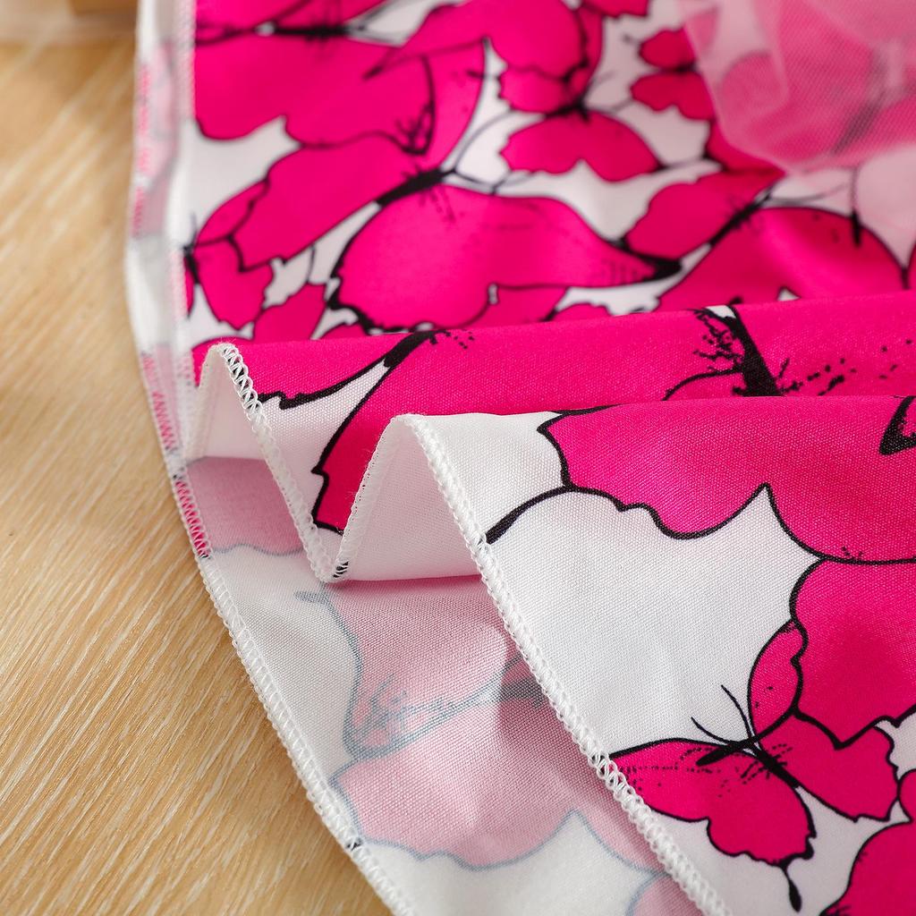 2025 Summer Girls' Butterfly Print Pleated Skirt - Fashionable Fairy Design