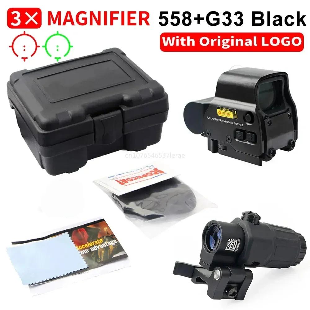 Eotech Holografisches Kollimator 558 Rotpunktvisier G43/G33/G45 3X 5X Vergrößerer Airsoft Jagdausrüstung mit 20mm Schienenmontagen & QD-Hebel