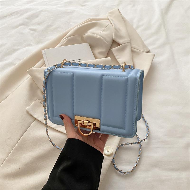 

Retro 2025 spring new lock fashion trend line women s trend chain crossbody shoulder small square bag small fragrant wind синий