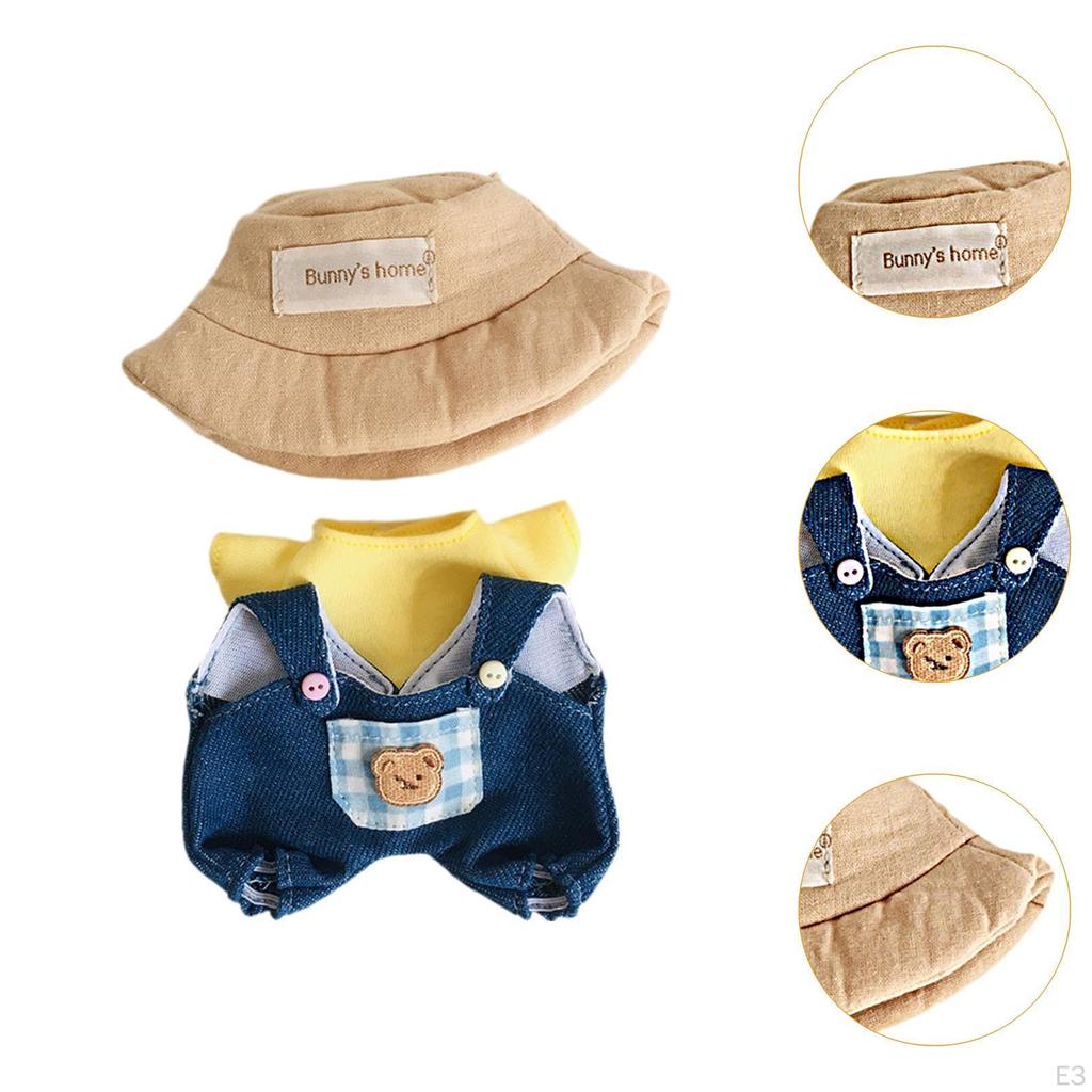 Ubranka dla lalek dla 17cm pluszowych akcesoriów DIY kostiumy kreskówkowe różowe kombinezony w kratę