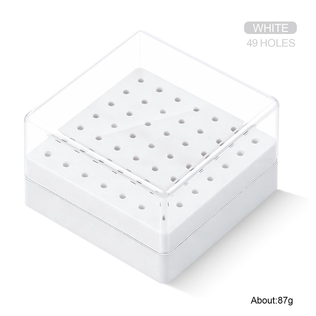 Transparent 48holes Nail Drill Bits Storage Box Empty Clear Box Nail Drill Display Stand Manicure Accessoy Tools