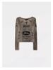 Badblood BCAC Series Retro Print Distressed Slim-Fit Long-Sleeve Women's T-Shirt