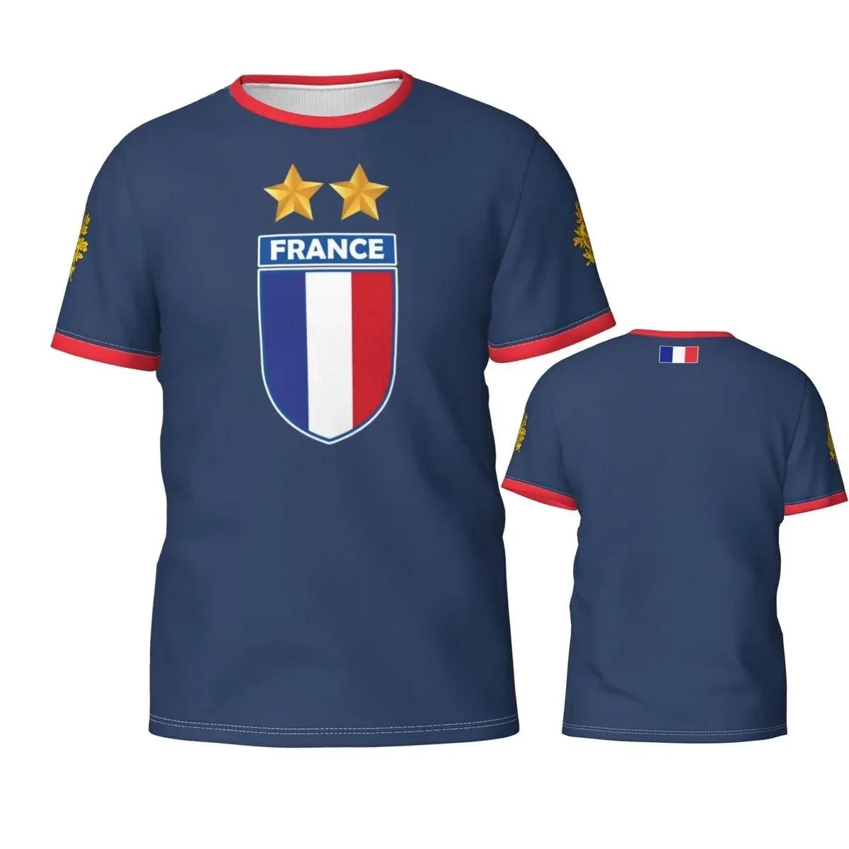 

France Flag Badge 3D Printed T-shirts Fashion Graphic T Shirts French Football Summer Tops Breathable Sports Tees 4XL
