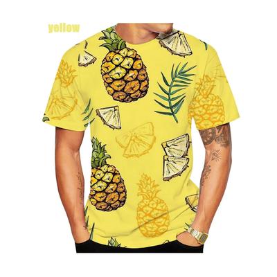 Zomer Fruitpatroon 3D Geprint Leuk Creatief Modieus Ananas Korte Mouwen Buiten Sport Sneldrogend Ademend Heren T-shirts
