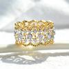 Huitan Aesthetic Hollow-out Pattern Rings Chic Luxury Two-tone Engagement  for Women Gorgeous Exquisite Party Accessories
