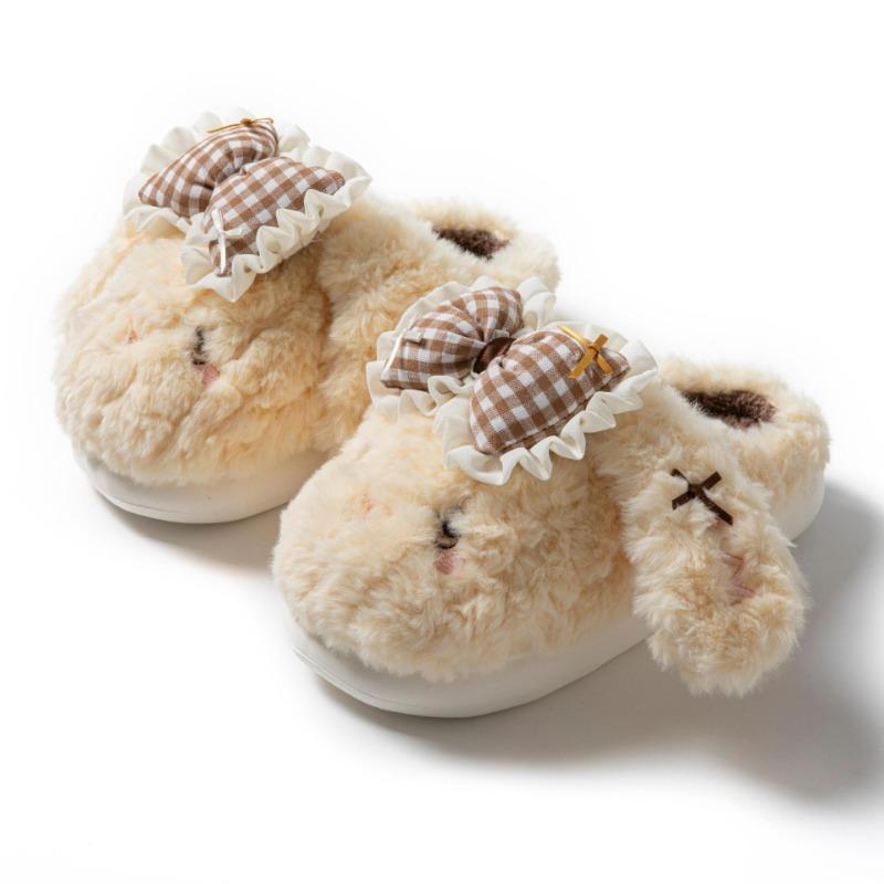Under the line whole cotton slippers women s big ears bow new winter home warm plush slippers 36-37 2619₽