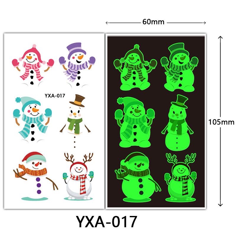 Christmas Luminous Tattoo Sticker Glowing Waterproof Sweat Cute Cartoon Holiday Party Temporary Sticker