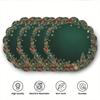4/6PCS Round Christmas Placemats 38cm – Emerald Green & Gold Pattern Table Mats for Dining Table & Holiday Decor